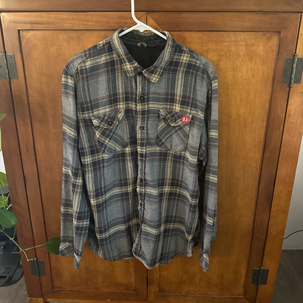 Burnside Gray and Blue Plaid Button Down Shirt